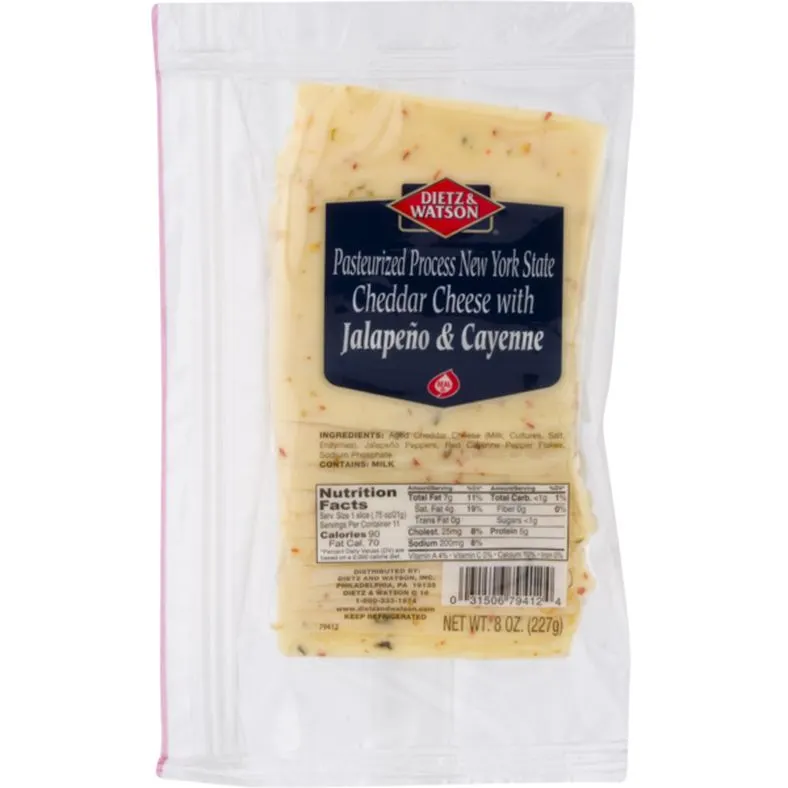 Dietz & Watson Jalapeno & Cayenne Cheddar Cheese, Pre-Sliced
