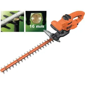 Tagliasiepi elettrico Black & Decker da 420 W, lama da 45 cm, capacità di taglio da 16 mm, compatto.