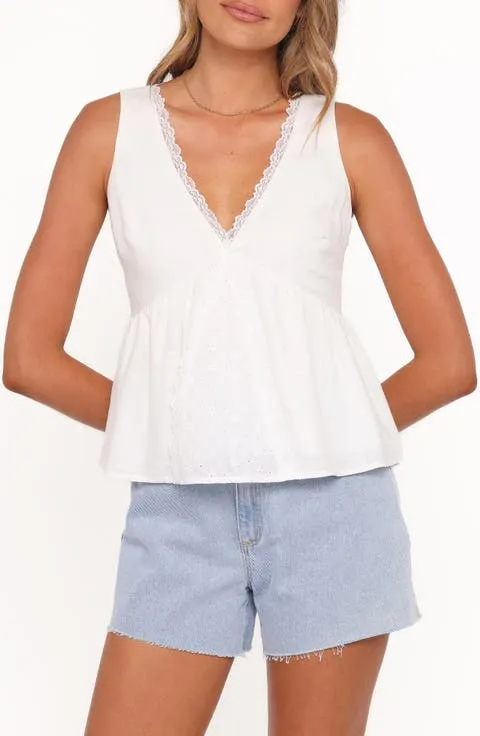 Aminta Eyelet Lace Sleeveless Top