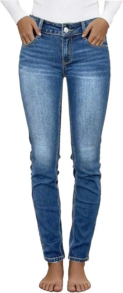Mid Waist Women's Skinny Jeans Butt Lifting Slim Fit Casual Wash Stretchy Skinny Leg Denim Pants with Pocket