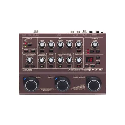BOSS AD10 ACOUSTIC PREAMP - WITH RESONANCE DELAY CHORUS AMBIENCE EQ AND LOOPER