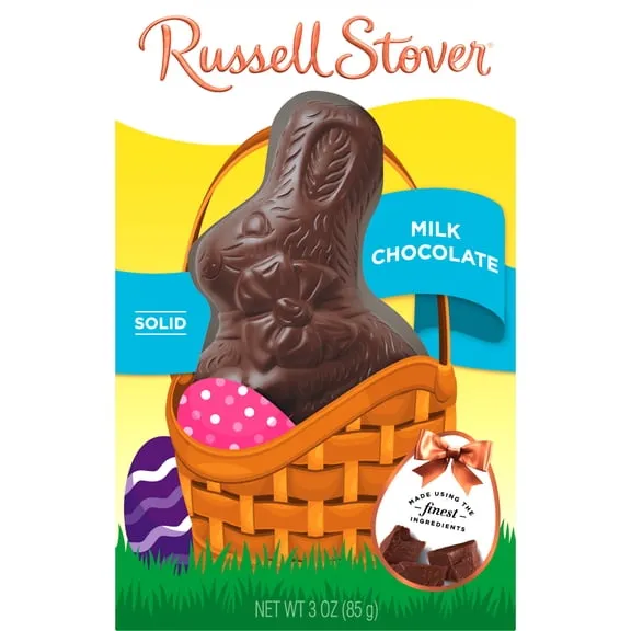RUSSELL STOVER Easter Bunny Solid Milk Chocolate Candy Rabbit, 3 oz.