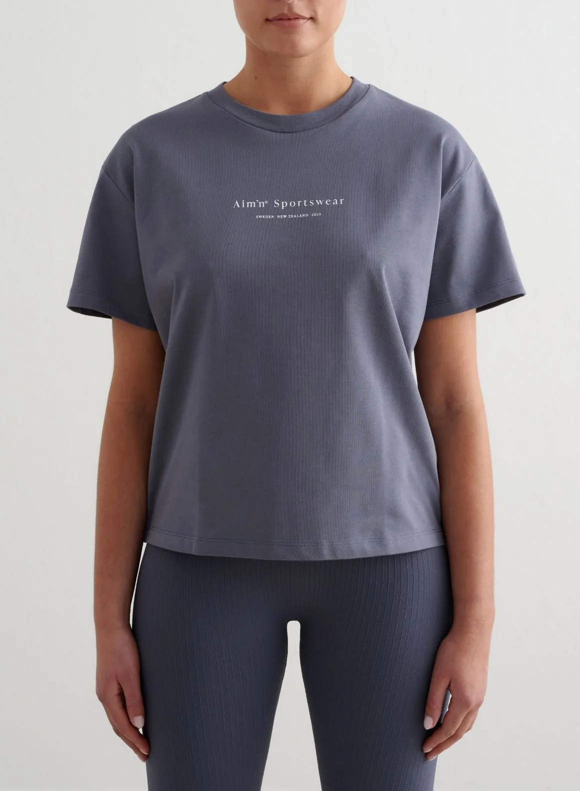Storm Blue Serif Boxy T-shirt