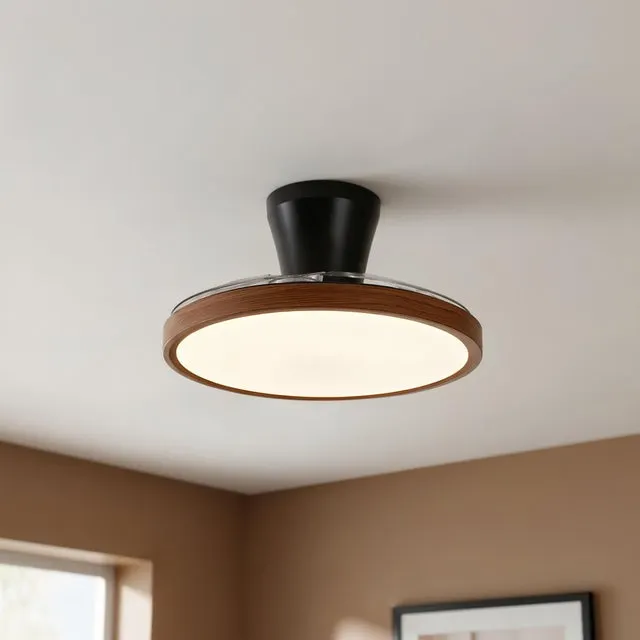 Ventilador de techo con luz silencioso DC 30W con mando ø90 cm Ninja CRISTAL RECORD negro luz CCT 3 aspas retráctiles tipo lámpara| 6 velocidades| modo verano/invierno| brisa| recomendado para <13m²