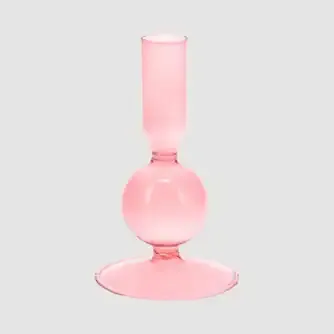 Glass Candle Holder Assorted Pink and Burgundy 14cm