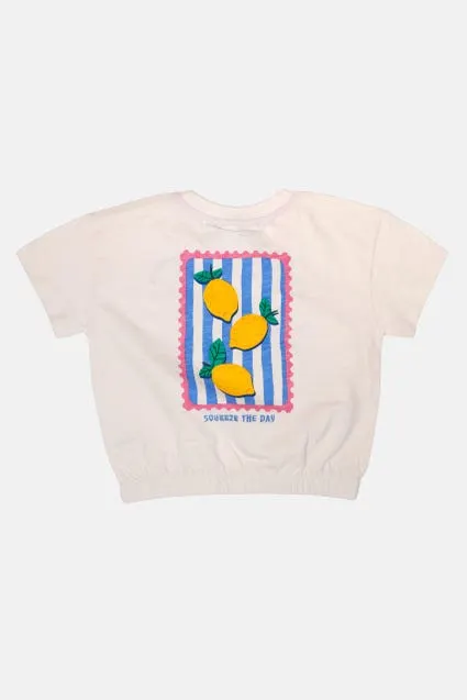 Kids T-shirt katoen met elastiek taille citroenen