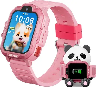Smartwatch Kinder mit GPS, 4G Kinder Smart Watch mit Videoanruf, SOS Notruf, Sprachchat, SMS, Kamera, Wecker, Panda-Ladestation, Kinderuhr für Mädchen und Junge,Rosa