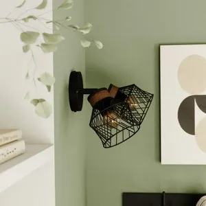 Faretto decorativo senza fonte luminosa KANEL in ferro nero E27 INSPIRE 2 luci
