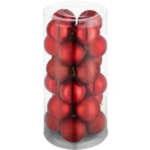 TECTAKE Bolas de Navidad Conjunto de 24 bolas rojas