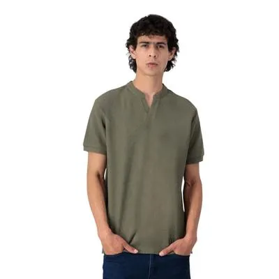 Camisa Hummo Hombre Cuello Tipo Henley Sin Botones