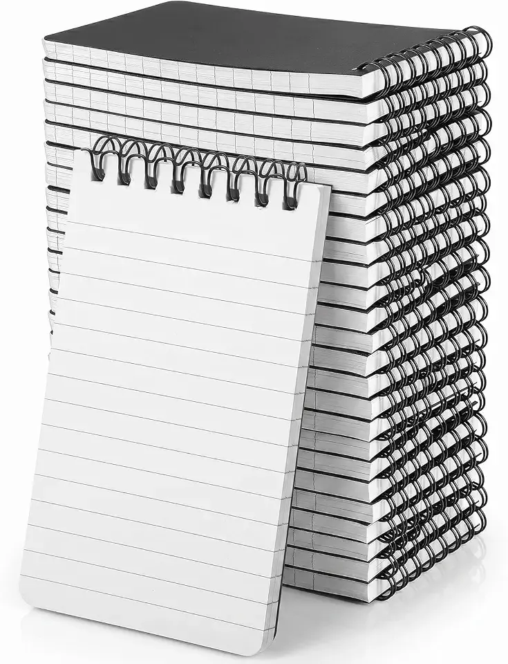 24pcs Black Pocket Notebook with 60 Sheets, 3x5 Inch Spiral Notepad | 60 lined pages per book, smooth writing paper Durable black covers metal twin-wire binding Perforated pages for easy tearing