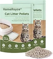 HomeRoyce Cat Litter Pellets Exclusively for Double Layer Cat Litter Box, Super Odor Control Zeolite Litter, Non Clumping Cat Litter, Low-Tracking, Low Consumption, Unscented (3.6lb x 2) HomeRoyce Cat Litter Pellets Exclusively for…