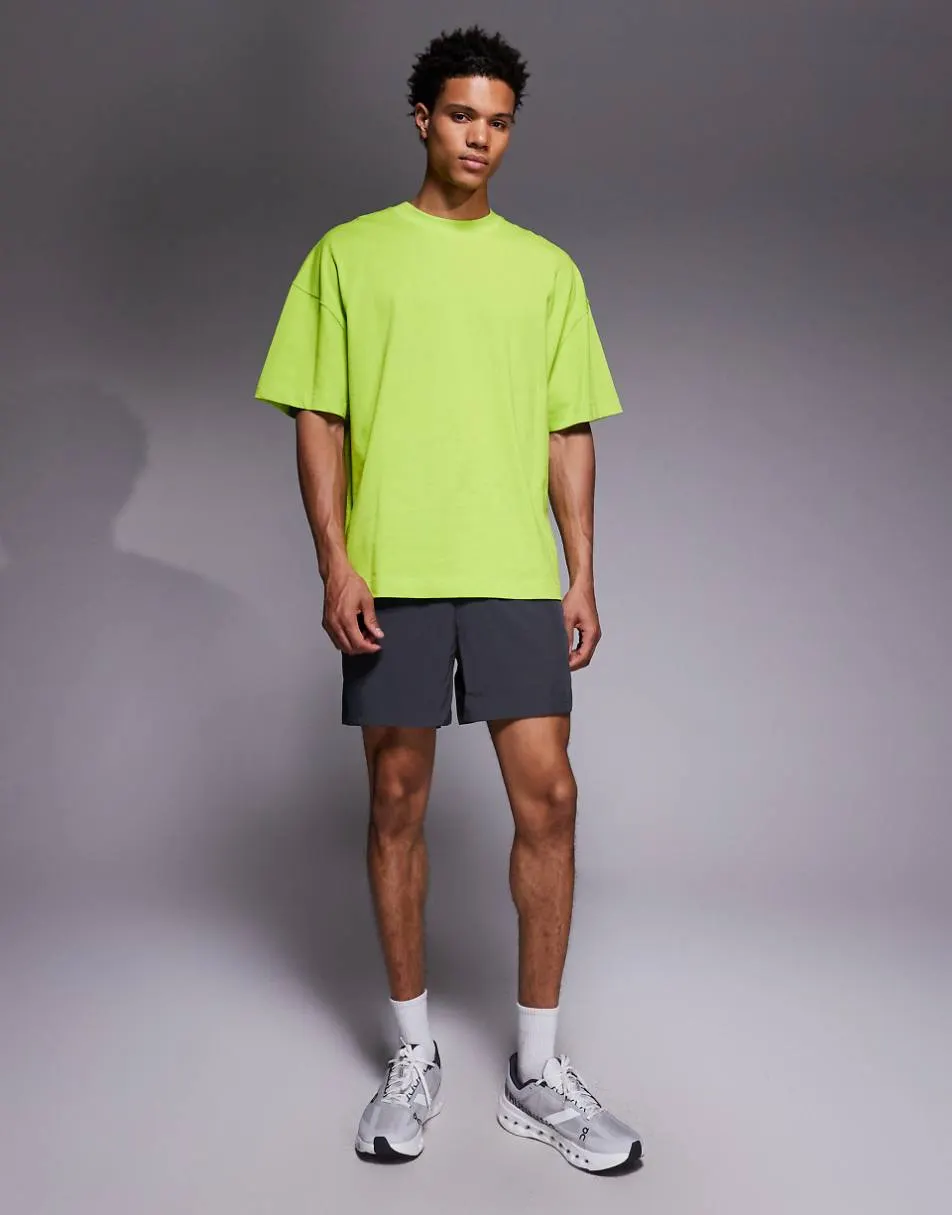 4505 Icon boxy heavyweight cotton t-shirt with quick dry finish in acid green