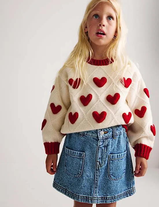 3D Heart Knit Jumper (2-8 Yrs)