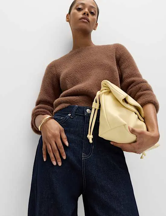 Fluffy Crew Neck Knitted Jumper