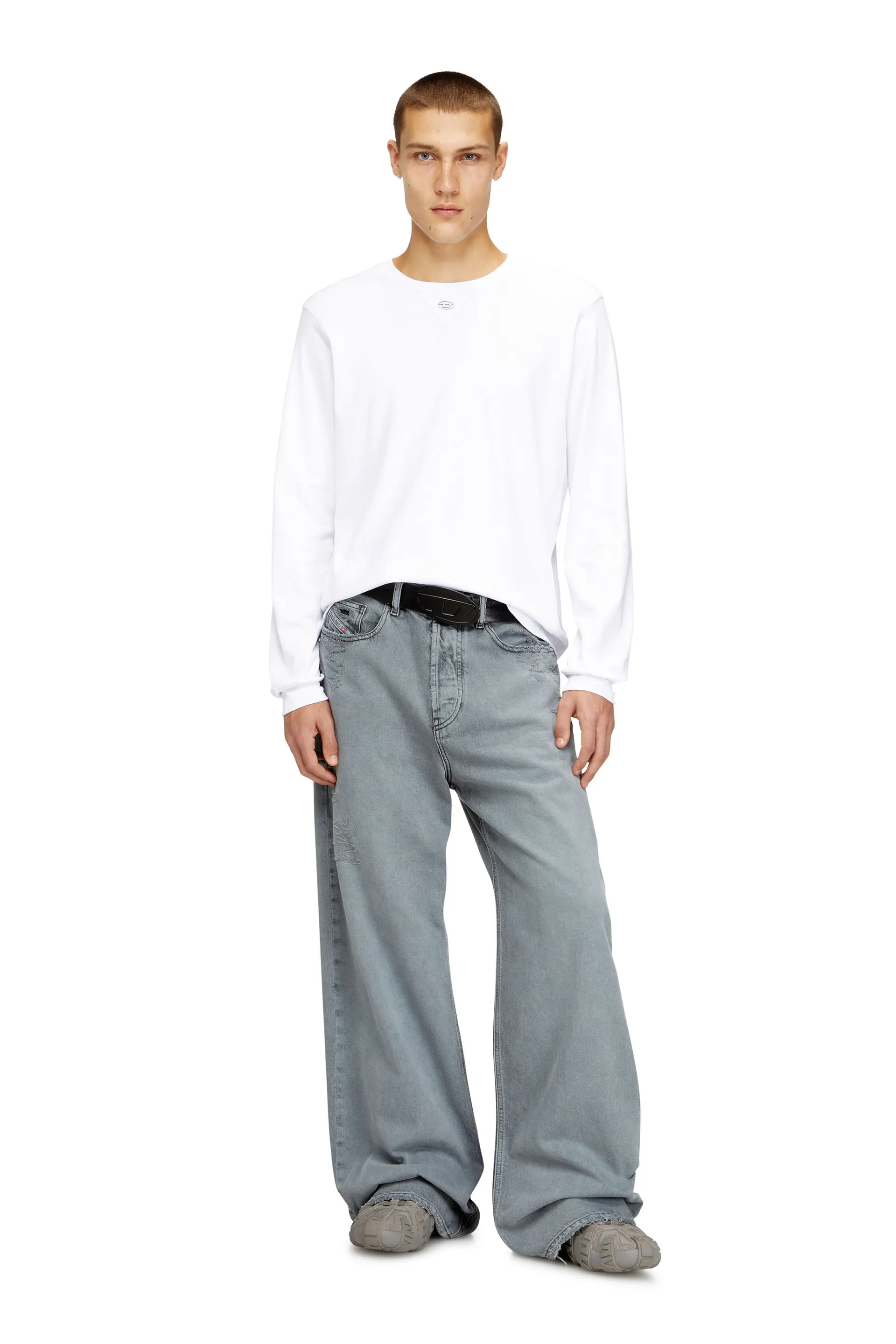 Cotton long-sleeve T-shirt with Oval D