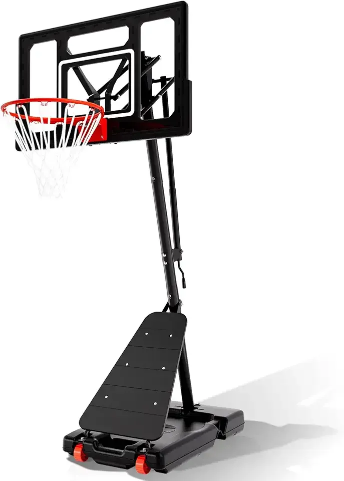 AWII SPORT Basketball Hoop Adjustable Height 5.5-10FT, Portable Basketball Goals System with Shatterproof Backboard for Kids Youth Play in Backyard/Courts/Outdoor