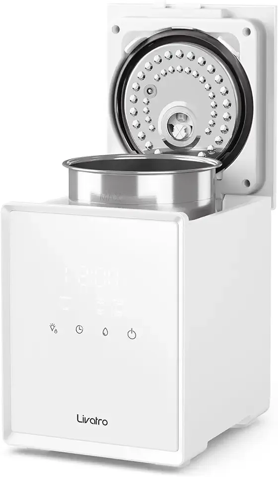 3L Stainless Steel Warm Mist Humidifier with Easy Clean and Warm Steam Function, Healthy Air Mist Humidifiers for Bedroom Living Room, with Sleep Mode and Auto-off Setting