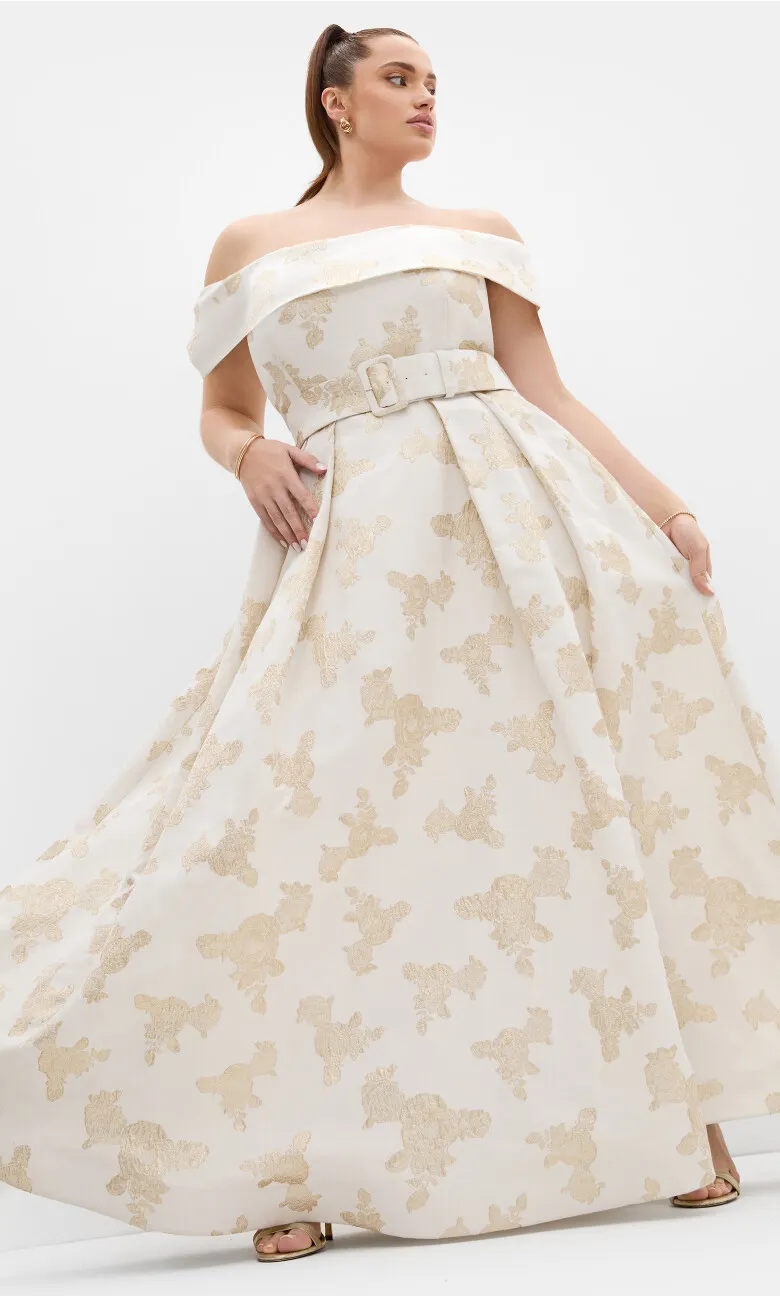 High Status Jacquard Gown - light gold