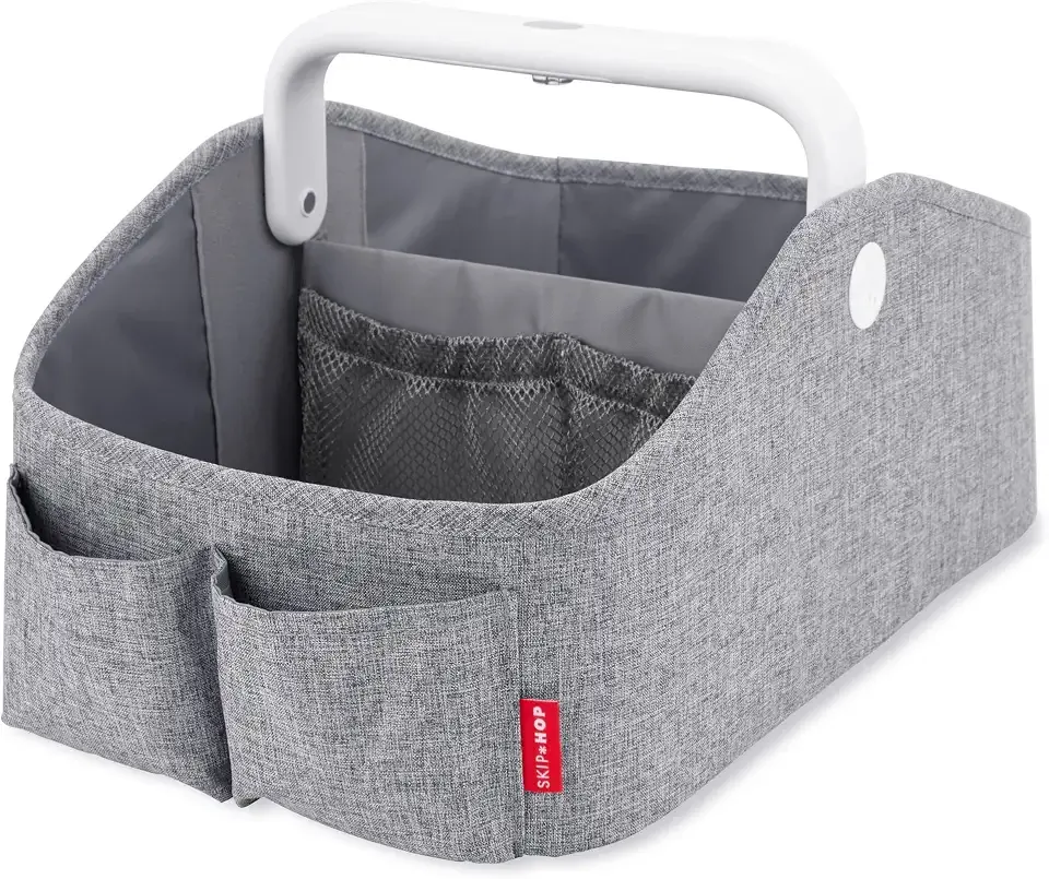 Skip Hop Diaper Caddy Organizer with Touch Sensor Night Light Nursery Style Heather Grey