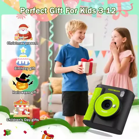 Kids Print Camera, Toddler Digital Camera, Three printing paper&32G Card, for Girls Boys Christmas Birthday Gifts