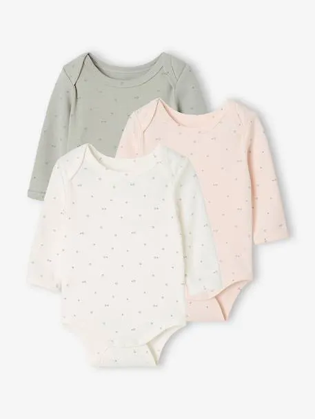 Lot de 3 bodies manches longues bébé fille - rose pâle