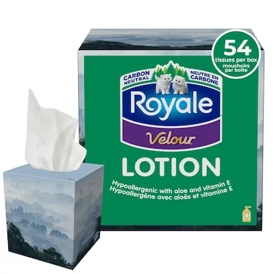 Velour Lotion Facial Tissue, 1 Cube Box, 54 Tissues per box