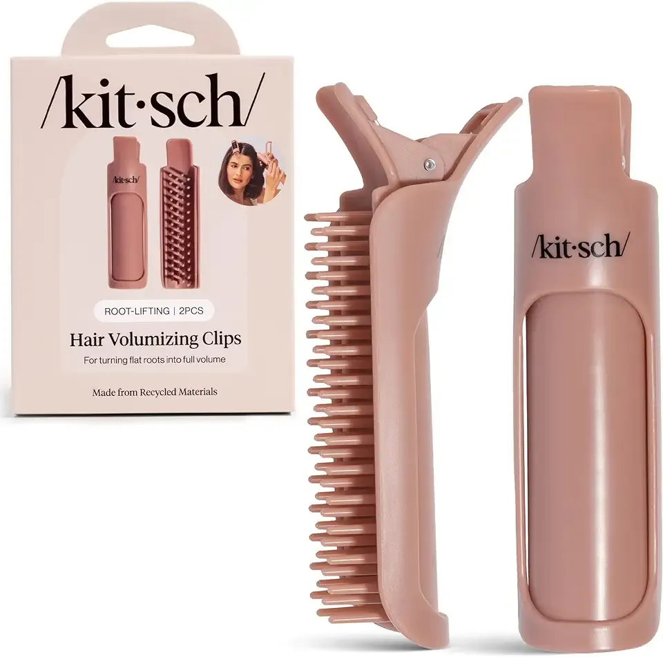 Kitsch Volumizing Hair Clips For Styling for Women - Hair Rollers for Women & Volumed Curls, Volumizing Hair Products, Hair Roller Clips for Effortless and Frizz-Free Curls That Last - 2pc Terracotta
