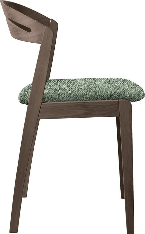 Editions by Skovby spisestol 823 ben og rygg i mocca eik, lakk, sete i stoff Crush 180 grønn