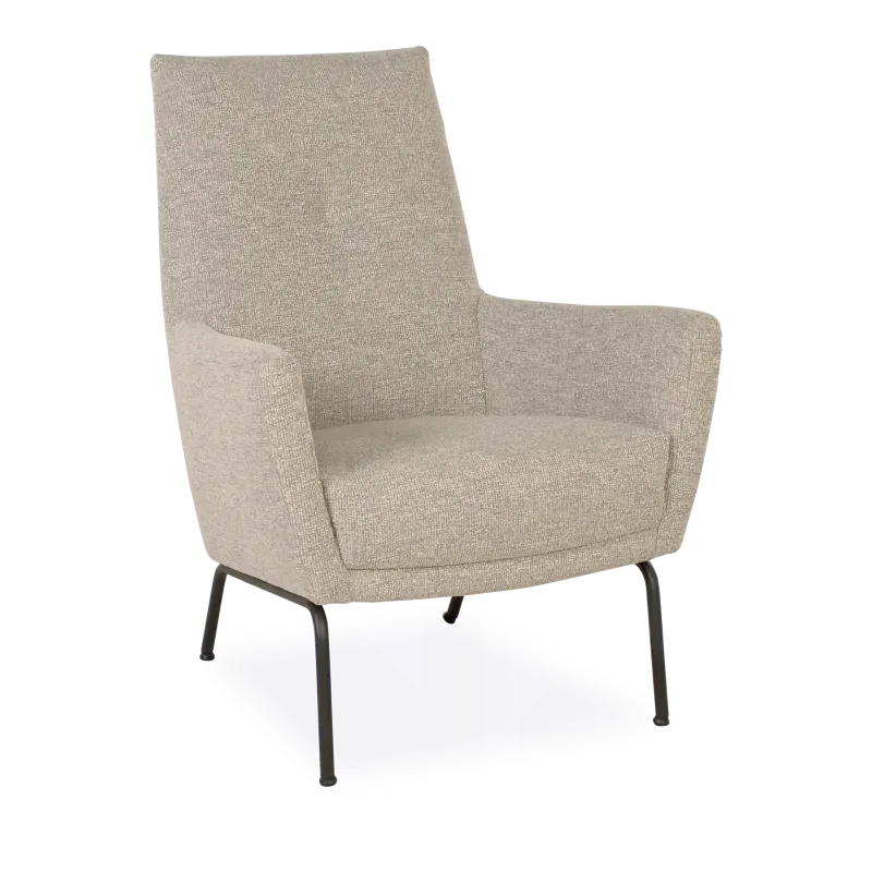 Fauteuil Terry - hoge rug - stof Aura Clay - grof geweven - poot zwart
