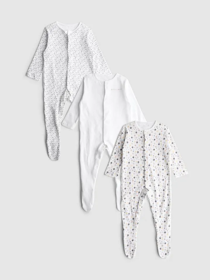 0–24 mois | Lot de 3 grenouillères à boutons-pression