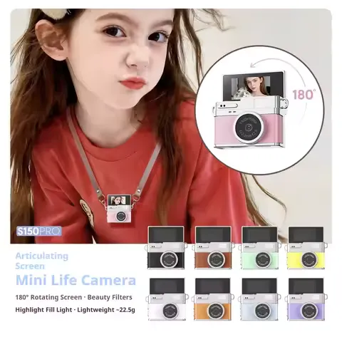 S150 PRO Mini Digital Camera 180° Flip Screen 1080P HD Video Camera With Film Filter Pocket Camera For Selfie Vlog Record
