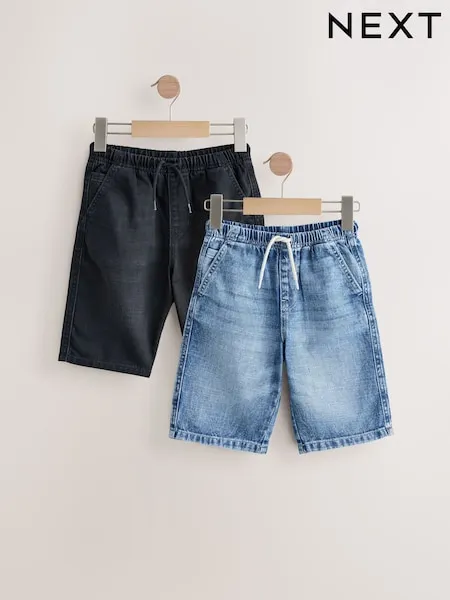Mid Blue/Black Bermuda Pull On Denim Shorts 2 Pack (3-16yrs)