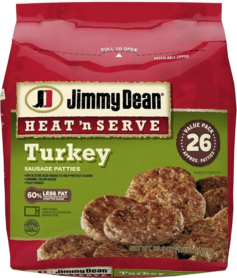 Jimmy Dean, Heat 'N Serve Turkey Sausage Patties, 26 count