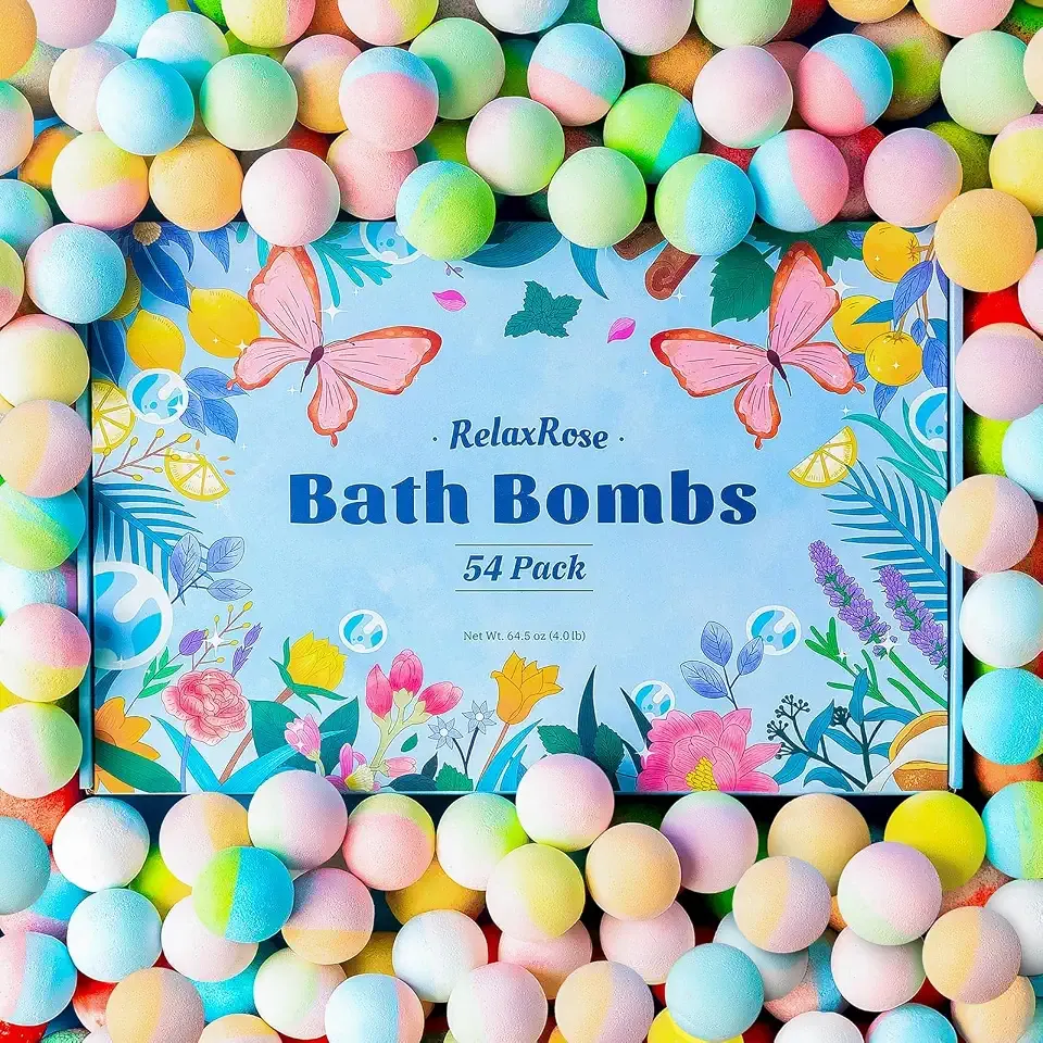 Bath Bombs for Women, 54 Count Bulk Pack, Mother’s Day Gift for Mom | Long-Lasting Fizzy Bubbles, 7-Minute Dissolve for Relaxation, Self Care Spa Birthday & Summer Gifts for Mom, Wife, and Her