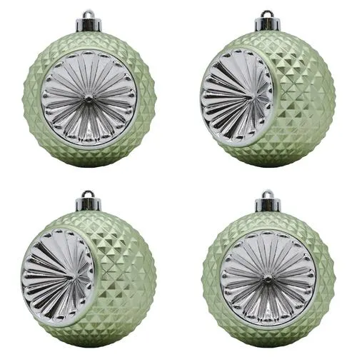 Enchanted Forest® 80mm Light Green Concave Accent Shatterproof Ornaments - 4 Pack