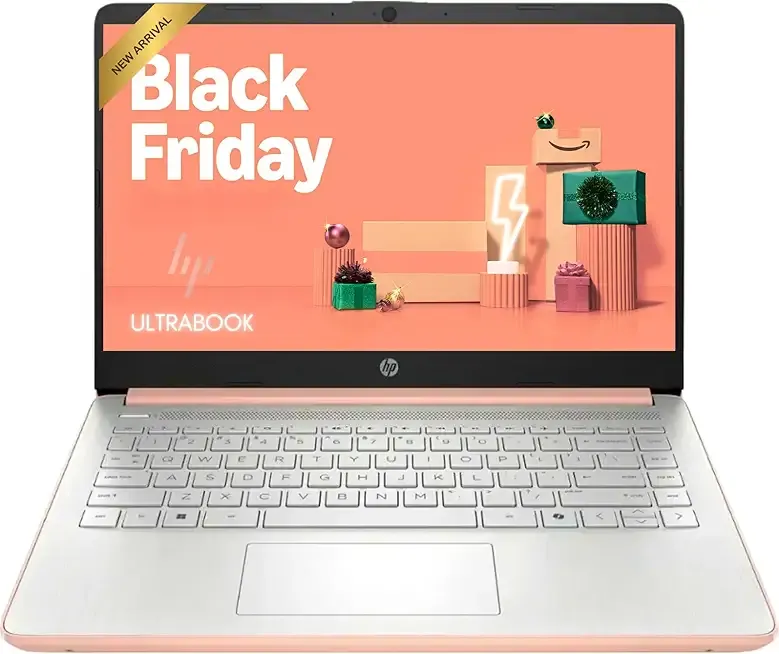 HP Rose Gold Ultrabook 14 Laptop with Office 365, Intel 4-Core CPU, 1.1TB Storage (1TB OneDrive and 64GB Emmc), 8GB RAM, Windows 11, No Mouse