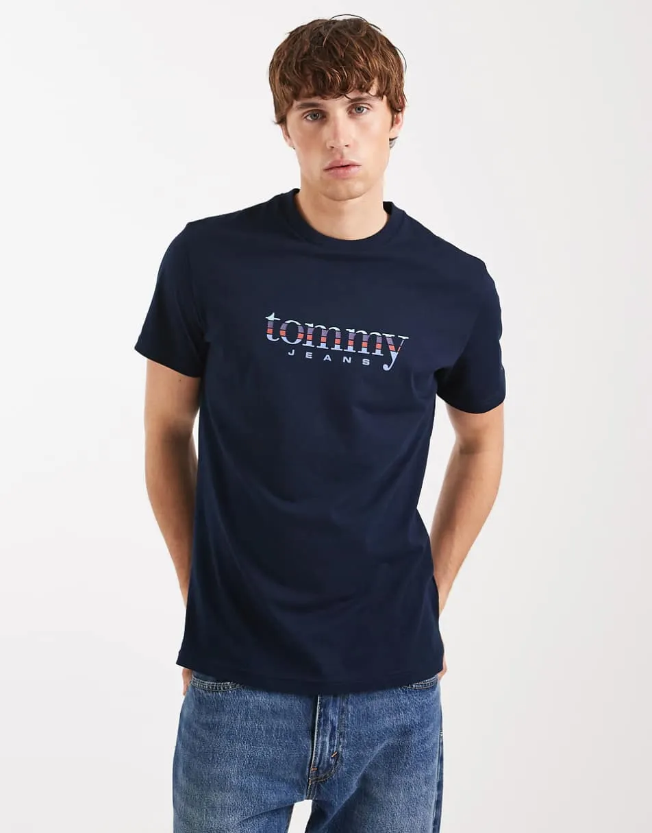 Tommy Jeans gradient graphic centre logo slim fit t-shirt in navy