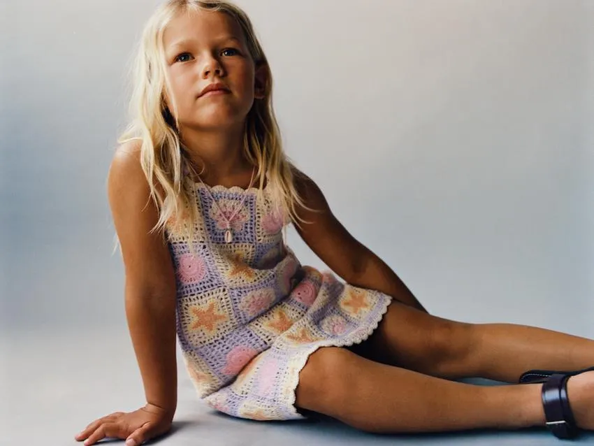 CROCHET KNIT DRESS WITH SEA MOTIFS