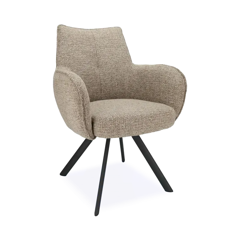 Armstoel Florian – draaibaar – stof Taurus Beige – poot zwart