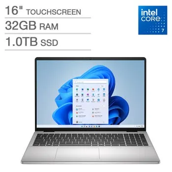 Dell 16" Laptop - Intel Core 7 150U - FHD+ (1920 x 1200) Touchscreen - 32GB RAM - 1TB SSD - Windows 11 Home
