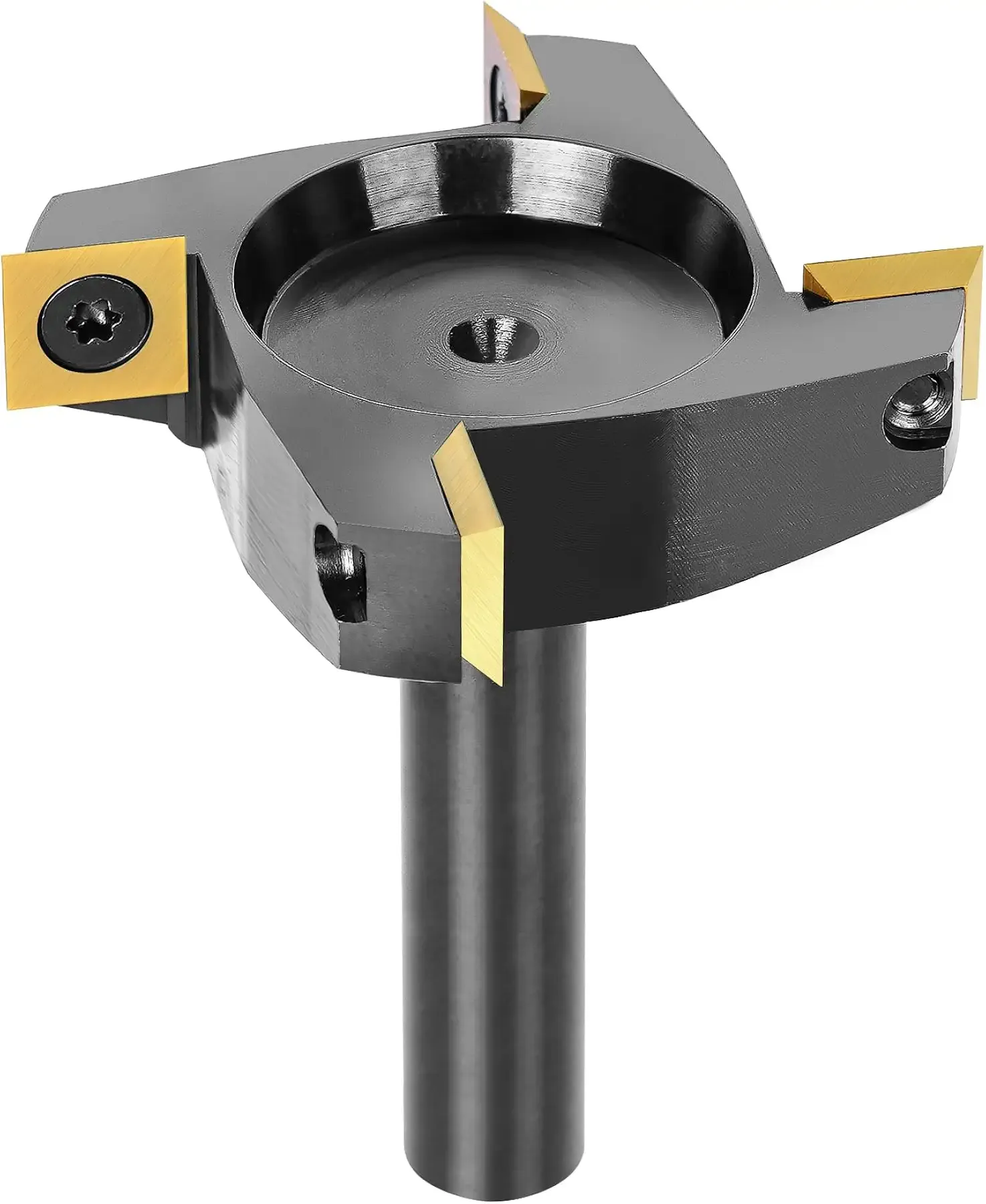 SpeTool CNC Spoilboard Surfacing Router Bit 1/2" Shank 2-1/2" Cutting Diameter,4 Wings Coated Carbide Insert Slab Flatting Router Planer Bit Wood Planing Bit Woodworking Tools