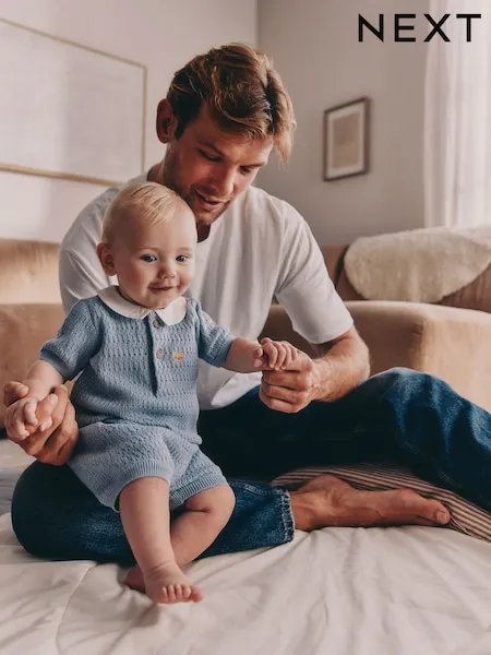 Blue Collared Knit Top and Shorts Baby Set (0mths-2yrs)