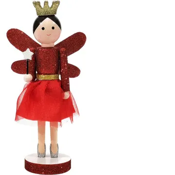 Fatina Decorativa Natalizia in Legno Rosso h35 cm