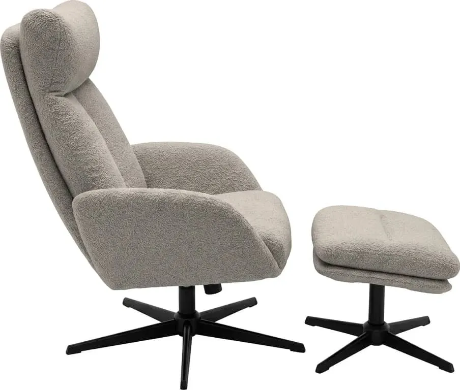 Amina hvilestol m/sving, vipp og pall Tekstil Boogie 3660 clay, svart metall understell