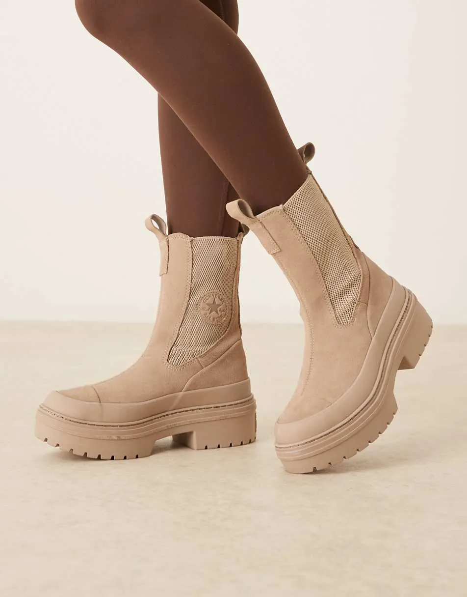 Converse Chuck Taylor All Star lugged heel Chelsea boots in beige