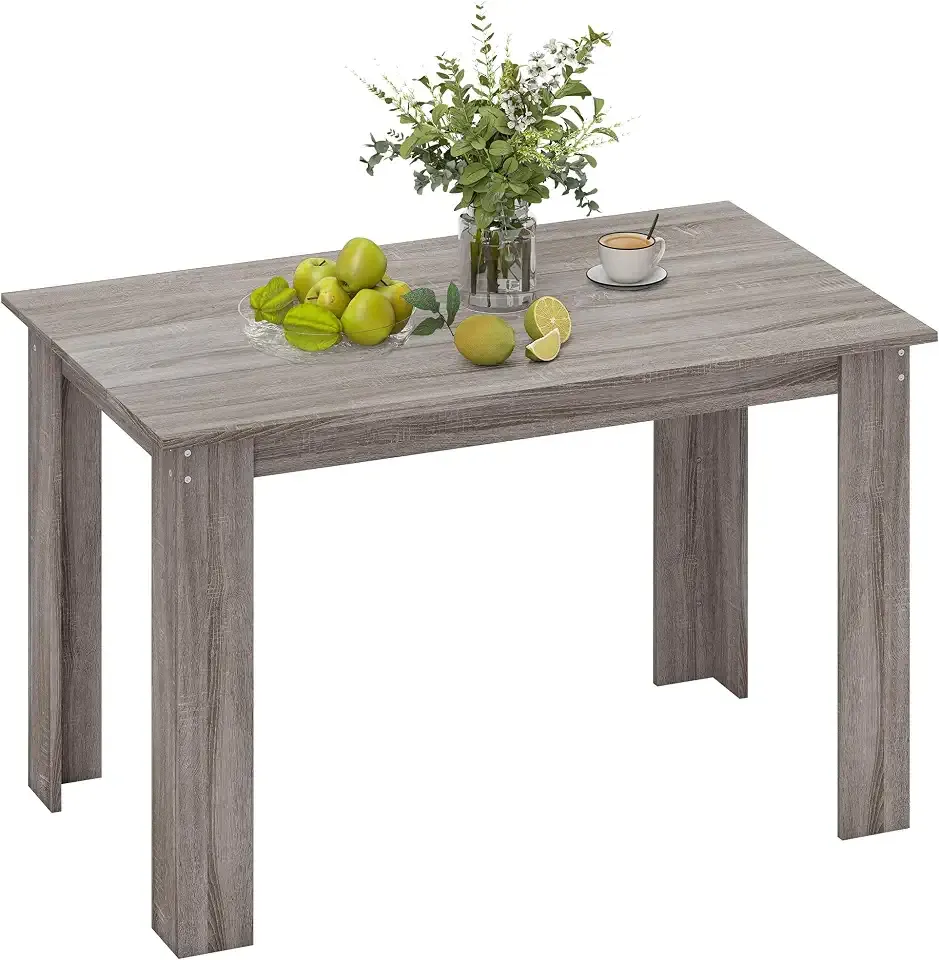 HOMCOM 47" Dining Table for 4-6 People Rectangular Wood Effect Light Gray