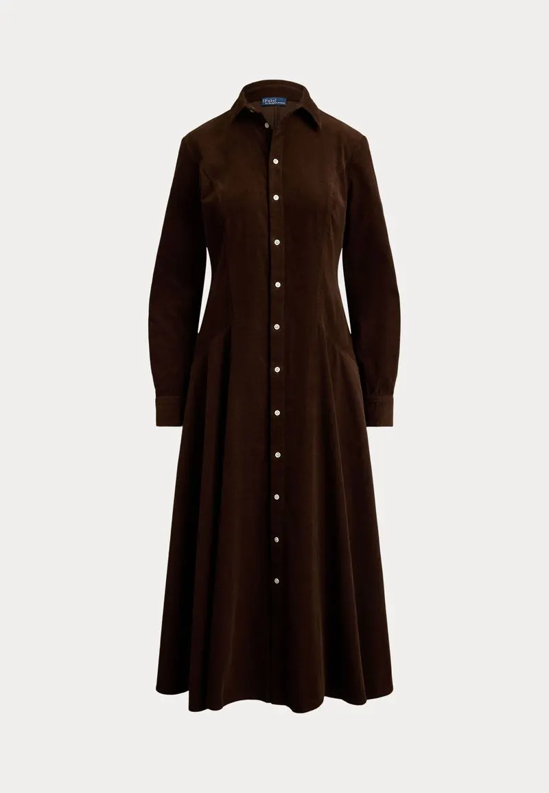 CORDUROY SHIRTDRESS - Skjortekjole - dark brown