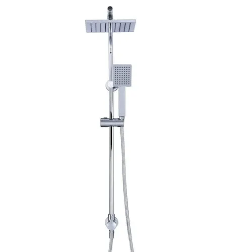 Modern 8-inch 1-Function Wall Mount Rectangle Handshower & Showerhead Kit in Chrome