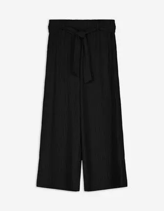 Pantaloni culotte - Cintura da annodare - nero